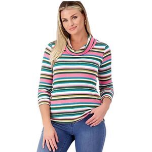 Sport Savvy Stripe Cowl Neck Pullover Top 4x